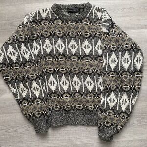 Vintage Peter England 80s 90s Acrylic Wool Cotton Pullover Sweater L Large Ski